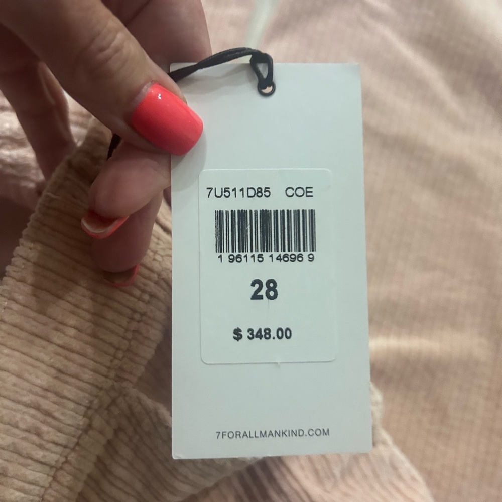 7 For All Mankind Light Pink Corduroy Trousers